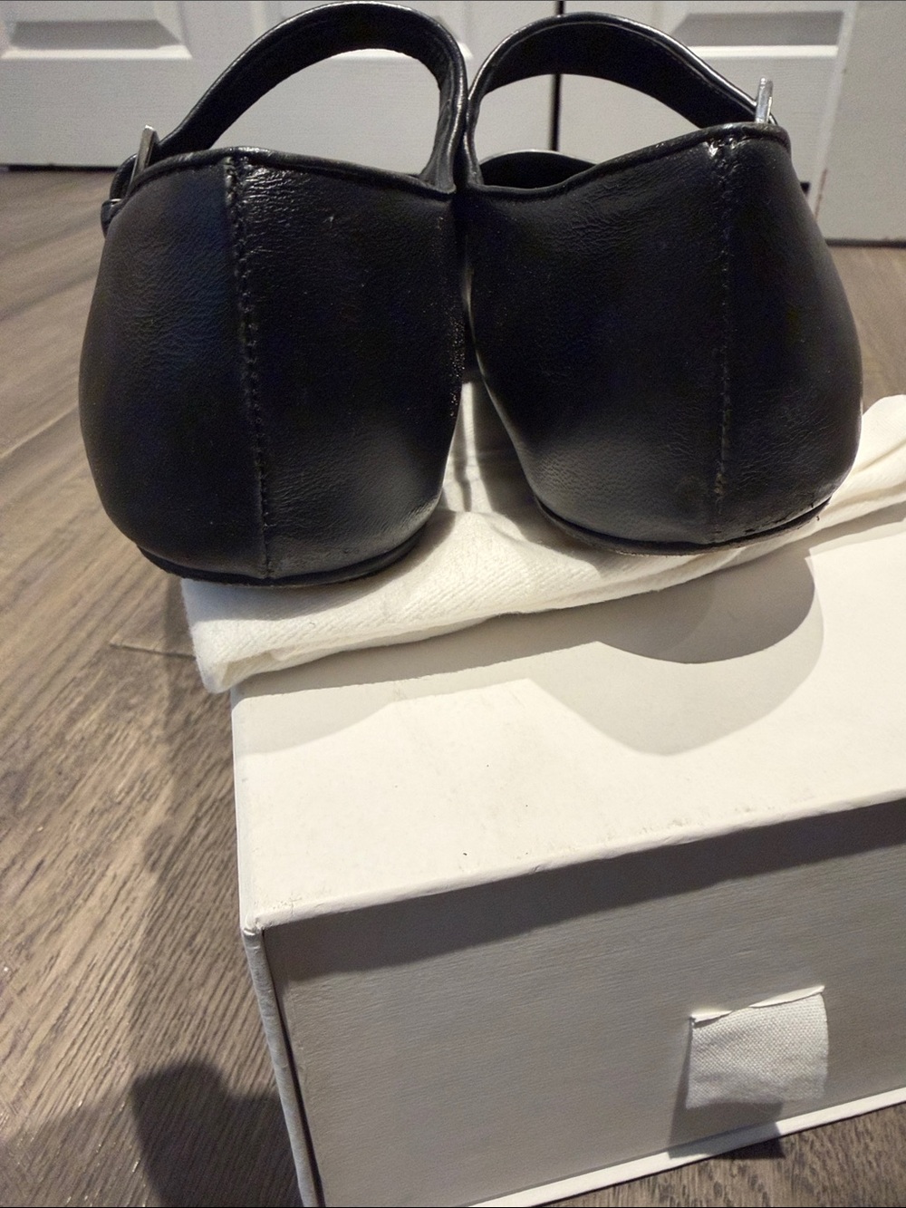 The Row Black Leather Mary Jane Flats with Strap - Picture 5 of 6